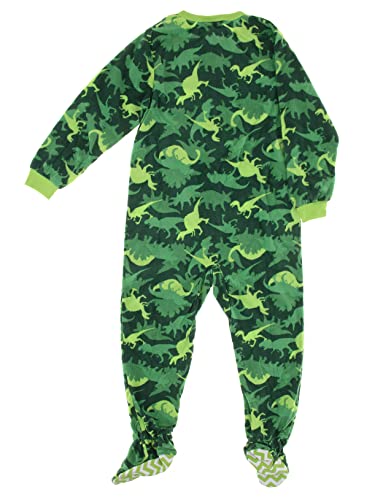 Komar Kids Boys Green Dinosaur Fleece Blanket Sleeper Footed Pajamas 10-122
