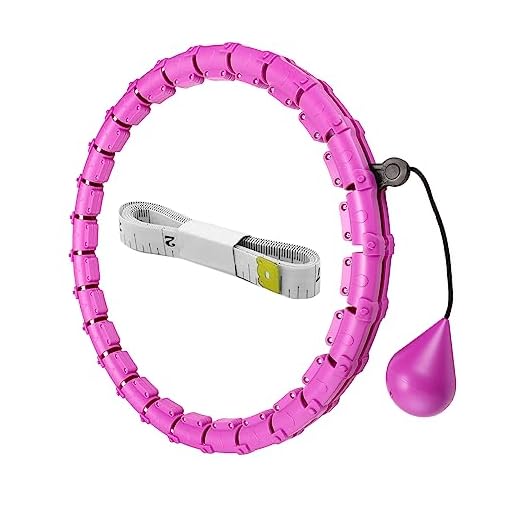 Pterygoid Smart Hula Hoop,Weighted Hula Hoop for Adult, 24 Detachable Hula Circle Fitness Ring with 360 Degree Auto-Spinning Ball Gymnastics, Massage, Adult Fitness for Weight Loss,Purple