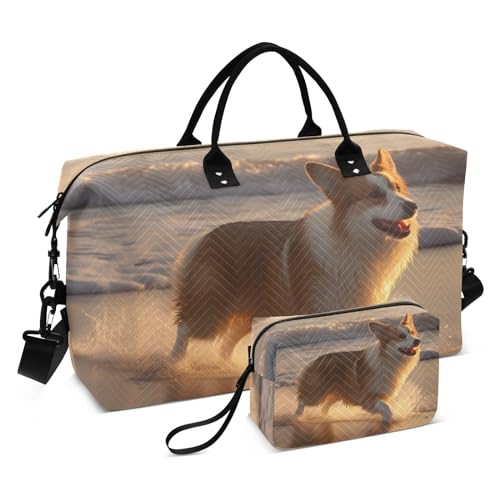 Large Travel Duffel Bag, Beach Water Dog Sport Tote Gym Bag, Shoulder Weekender Overnight Bag for Women Men, Carry On Luggage with Toiletry Bag