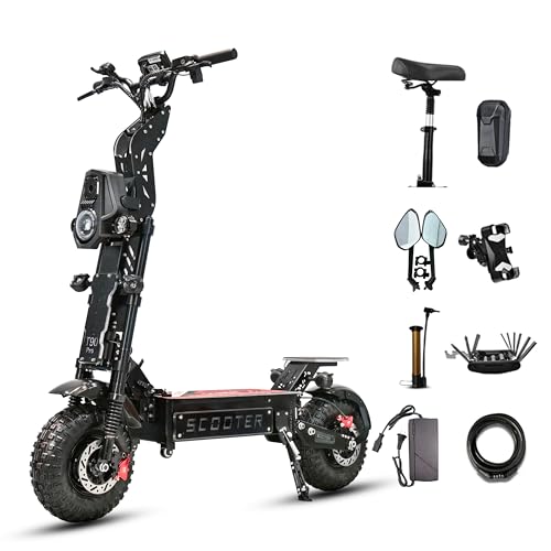 T90 Pro 10000W Dual Motor Electric Scooter for Adults 72V Detachable Battery 68 MPH Max Speed 65 Mile Range 14 Off-Road Tires Folding E-Scooter with Music Light (T90 Pro)