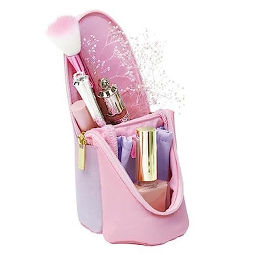 Image of Sonic Utlim Sma-Sta Lilou G Pen Case + Pentel EnerGel Clena Pen Bundle, Kawaii Makeup Bag, Pencil Pouch Flips Open Into Stand for Smartphone, Cosmetics, Art Supplies, and more, FD-3417-P, Pink