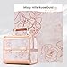 Costravio Makeup Case Train Case Portable Makeup Box with Mirror Lock Box Travel Cosmetic Train Cases Hard Make Up Organizer for Girls Nail Craft Storage Vanity Rose Gold Flower