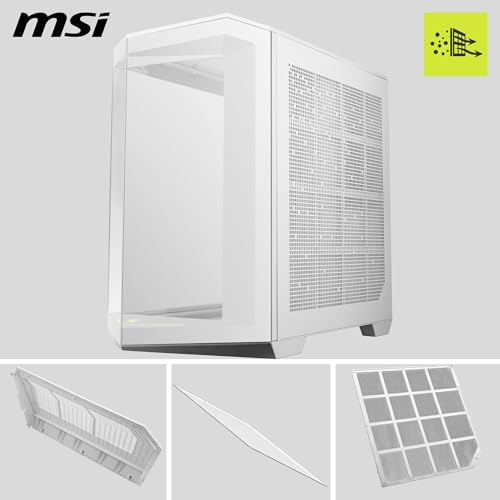 MSI MAG PANO 100R PZ Weiß ATX PC-Gehäuse - ATX-Kapazität & Back-Connect Mainboard Unterstützung, Vertikale GPU-Halterung, GPU-Halterung… – Ansicht 3