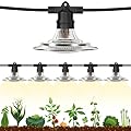 Espird Outdoor LED Grow Lights for Greenhouse 6-Light Waterproof String Grow Light, Full Spectrum LED Plant Grow Light Lamp, Waterproof Greenhouse Grow Lights for Seedling, Veg, Flower