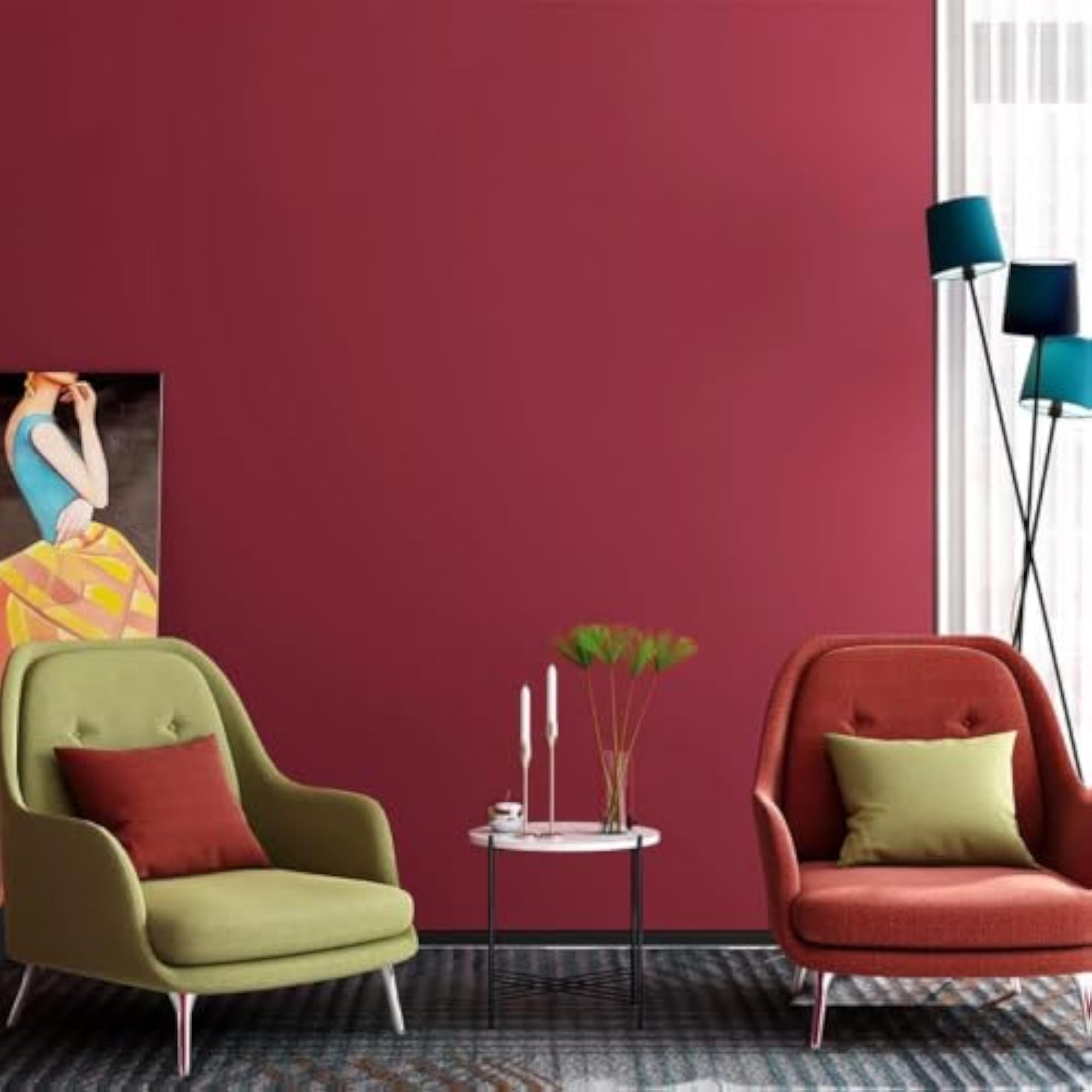 Velvet Wallpaper Peel and Stick Burgundy Felt