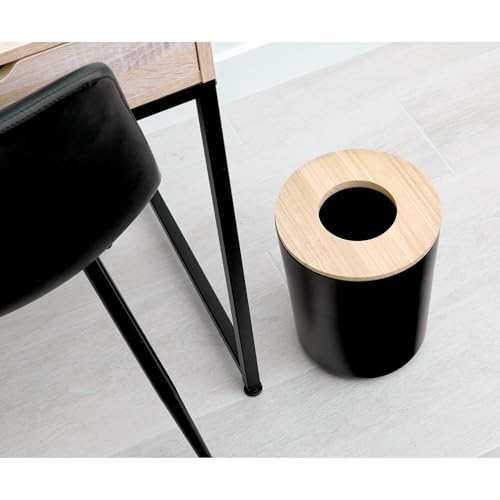 Caneca de basura redonda pequeña iDesign mate negra pack x2 miniatura 7