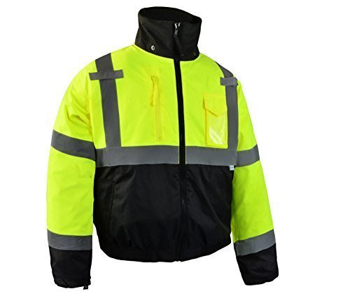 CJ Safety CJHVBJ3001 ANSI Class 3 Black Bottom Bomber Jacket, 3X-Large