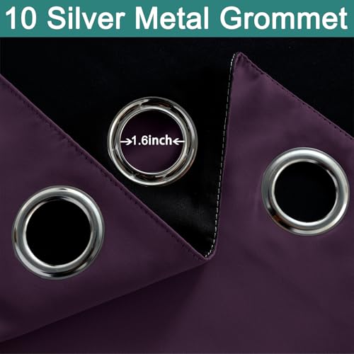 Image of Yakamok Purple 100% Blackout Patio Door Curtain Panels W70 x L84,1 Panel | Noise Reducing Barrier Panel for Sliding Glass Door, 2 Thick Layers Heat Full Light Blocking Patio Door Drapery