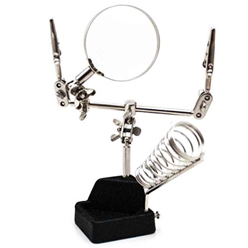 Lupa com Garras e Suporte de Ferro de Solda Eda Prateado