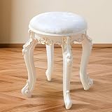 MESCXTY Sillón Victoriano Vintage, otomano Redondo de Cuero con Asiento de Terciopelo, Taburete de Maquillaje, Bonito sillón para baño, Altura de Asiento: 43 cm, Capacidad: 127 kg.
