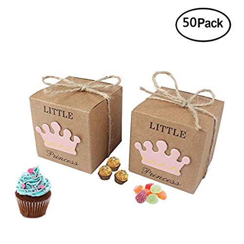 Aisaving 50 Piezas Cajas de Caramelo Dulces Cumpleaños Bombones Baby Shower Favor Cajas de Papel Kraft Caja de Dulces Caja de Regalo Caja de Embalaje(Rosa)