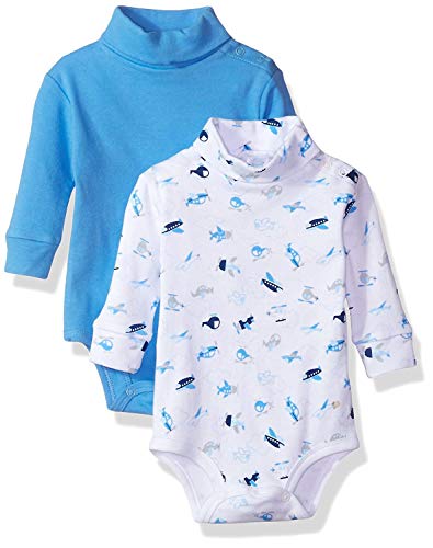 Image of SpaSilk Baby Boys 2 Pack Turtleneck Long Sleeve Bodysuit