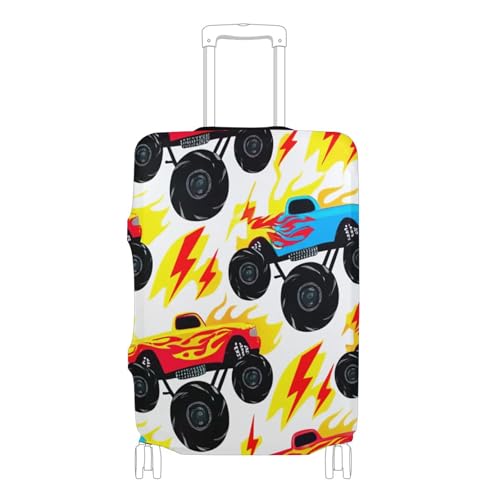 Cartoon Monster Trucks Luggage Cover for Suitcase Protector Trip Baggage Suit Case Flight Travel Suitcase Sleeve, XL, Fits 29-32 Inch Case