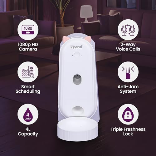 Image of Kipenzi(FC-S03)-Automatic Smart WiFi Pet Feeder|4L Large Capacity with 1080p HD Camera & Night Vision|Voice Recording & RealTime Voice Call|Scheduled Feeding|AntiJam & TriplePreservation for Dogs&Cats