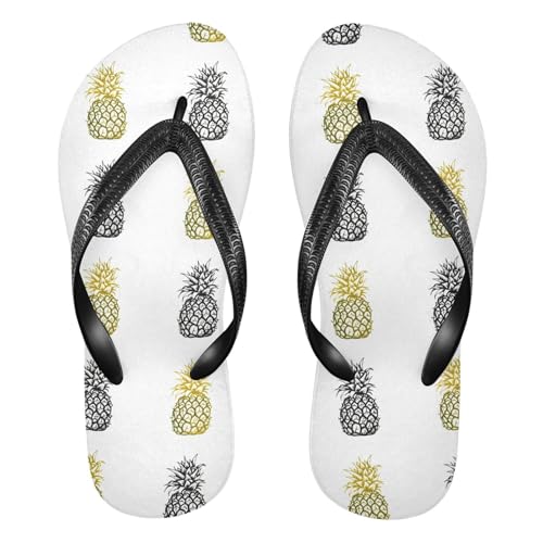 Pineapple Black Fruit Flip Flops for Beach Thong Sandals Anti-slip Lightweight Shower Shoes for House Indoor Outdoor