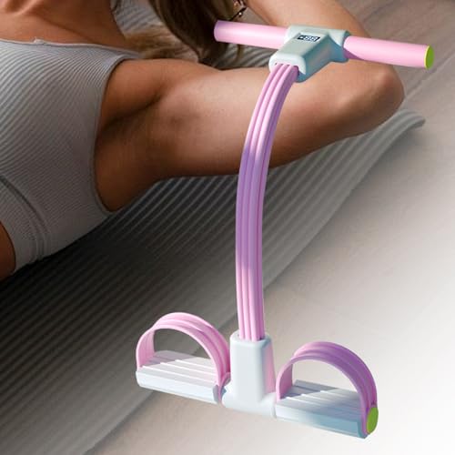 ハンドル付きフットペダルレジスタンスバンド、シットアップエクササイズ器具、ペダルプラー抵抗ロープ、伸縮性のあるフットレジスタンスバンド6チューブ、レディース、ヨガジム用。