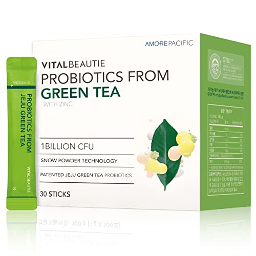 VITALBEAUTIE Greentea Synbiotic(30 Packets, Pack of 1) - Probiotics + Prebiotics Supplement for Family, 1 Billion CFU Guarantee, Fast Absorption Technology, Digestive Health & Immune Support