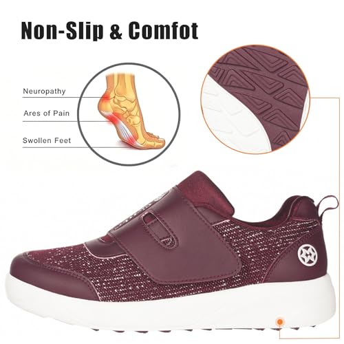 Image of Sisttke Women's Diabetic Shoes Wide Toe Box Slip-On Shoes