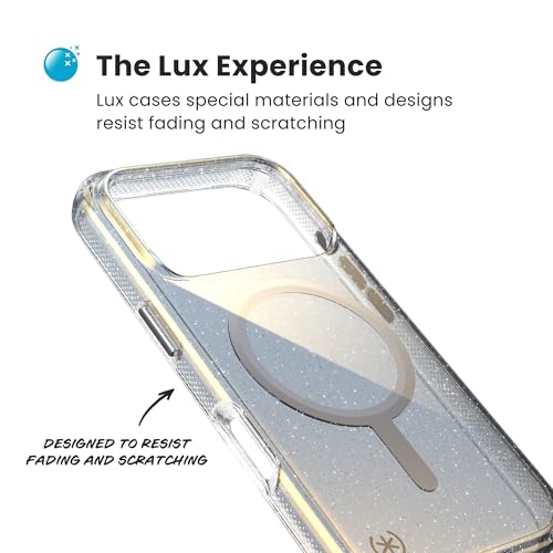 Image of Speck Presidio LUX for iPhone 17 Pro Case, MagSafe-Compatible, Slim Protective Case, Hyper Mirror Glitter /Silver Metallic