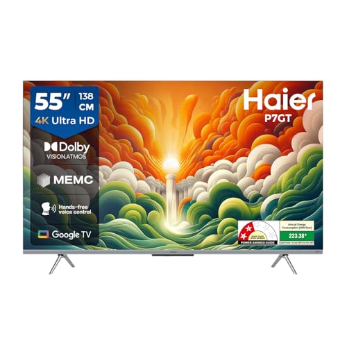 Haier 139 cm (55) P7GT Series 4K Ultra HD Smart LED Google TV 55P7GT-P (Grey)