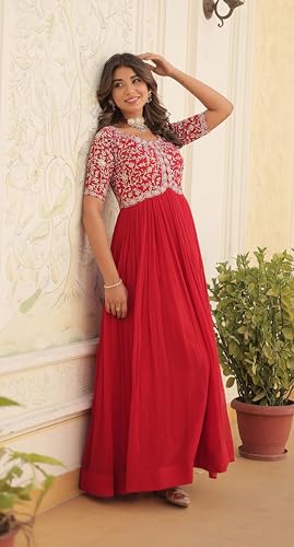 Image of Fashion Basket Georgette Embroidered Anarkali Gown for Women