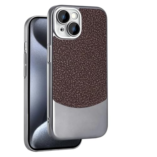Coque anti-chute iPhone 15 Pro café motif roche fini la peur des fissures