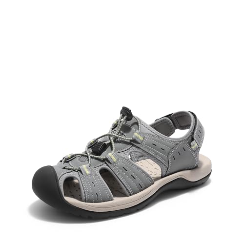 DREAM PAIRS Men's Support Sandals: Athletic, Outdoor, Quick-Dry Mesh, Closed Toe, Lightweight, Comfortable Water Shoes 9 Grey