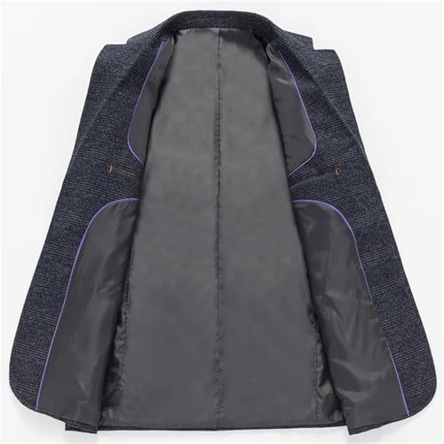 Men Spring Autumn Casual Business Suit Jacket Retro Plaid -Wrinkle Handsome Single Breasted Coat3