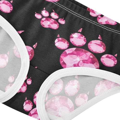 Cotton Toddler Underwear Floral Pink Crystal Gem Paw Prints Black Panties Little Girl Designer Briefs Undies Kids 2t4