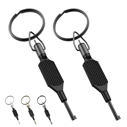 STBCIUGR Flat Swivel Handcuff Key Universal Cuff Key with Detachable Keyring Fits for Standard Series of Hand Cuff - 2 Pack Black