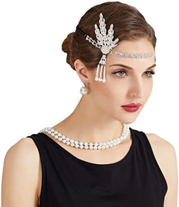 JISEN 1920s Flapper Headpiece Accessories Vintage Gatsby Art Deco Headband