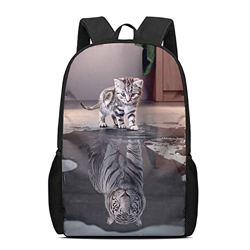 Belidome Mochila escolar para niños y niñas, bolsa de hombro para libros, Gato Tigre, Taille unique Cover