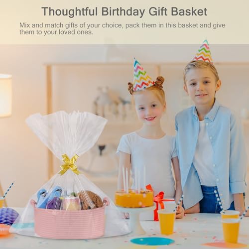 Image of Small Empty Gift Basket with Bag & Ribbons, Dusty Pink