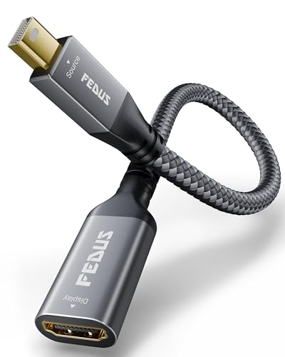 Image of FEDUS STRYKER-XY9 Mini DP to HDMI Cable Adapter 4K@60Hz, Mini DisplayPort (Thunderbolt 2 Compatible) to HDMI Female Converter, Gold-Plated Braided Cord for Mac,Surface Pro, Monitor,Projector (9 Inch)