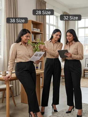 Image of Leriya Fashion Formal Pants for Women Office Wear |Trousers for Women - Straight Pants for Woman Formal Pant for Woman, Stretch Lycra Workwear Trousers
