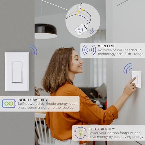 Image of RunLessWire 3-Way Wireless Light Switch Kit, 2 Switches, White