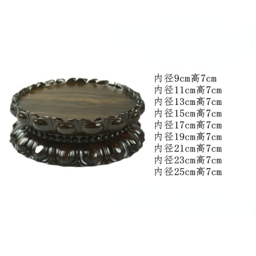 Amazon.co.jp: 木彫花2連花台室内飾り台黒檀台座デ・ィスプレイシ器