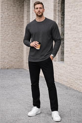 Image of Mack Jonney Men's Striped Ribbed Black Full Sleeve T-Shirt | Premium Soft Stretch Fabric | Casual Wear Round Neck Tee-M6265