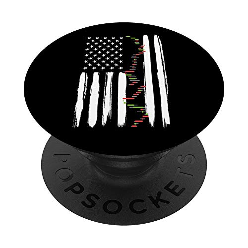 Cool Day-Trader Stocks Trading I American Flag Candlesticks PopSockets PopGrip: Swappable Grip for Phones & Tablets
