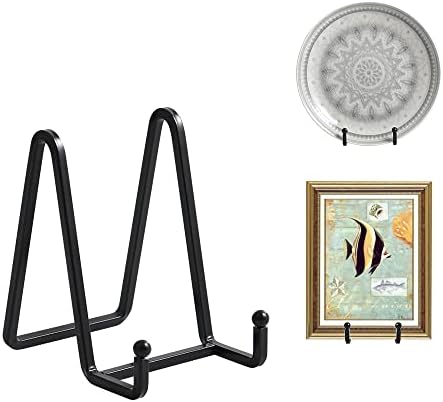 Plate Holder Easel Display Stand - 4.5 inch Metal Plate Stands for Display - Tabletop Picture Stand - Black Iron Easels for Display Pictures | Photo Frames | Book | Decorative Plates | Plaque -2 Pack