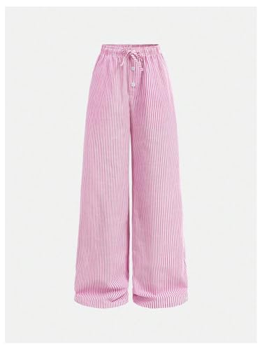 Image of SHENHE Girl's Linen Low Waisted Drawstring Button Front Loose Long Pants Casual Boho Trousers