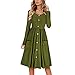Price comparison product image Toamen Women's Dress Sale Clearance 2019 New Ladies Sexy V-Neck Long Sleeve Button Down Skater Swing A-Line Dress with Pockets(Green , 16)