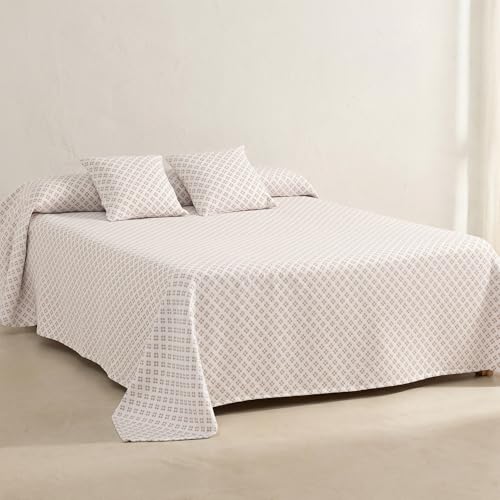 GAMUSI Colcha Cama 80/90 cm – cubrecama 180x270 cm, Bouti Ligera, geométrica, Color Rosa