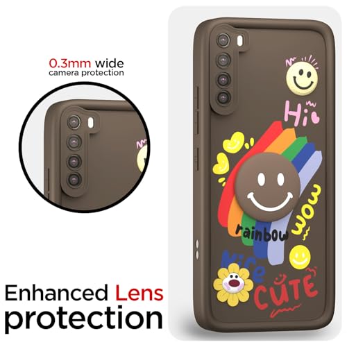 Image of Pikkme Back Cover for Redmi Note 8 | Soft Silicone| Cute Rainbow Smile & 3D Cartoon Flower Design | Shockproof Raised Camera Protection Bumper Case (Brown)
