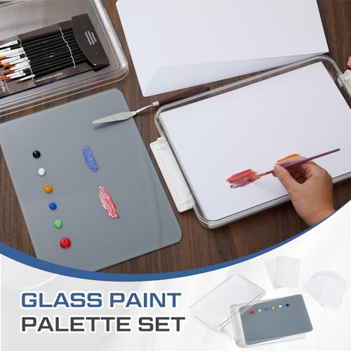 Nuanchu 1 Pcs 9 x 12 Inch Glass Palette for Oil Painting, Neutral Grey by Nuanchu - Used condition - Image 5