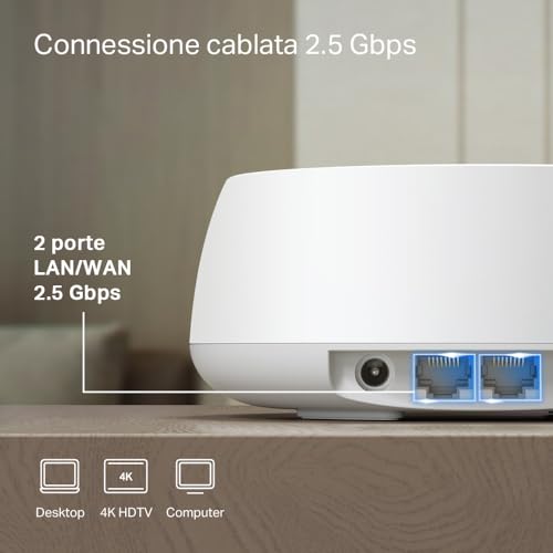 WiFi 7 Deco BE25 Mesh WiFi, BE3600Mbps Dual-Band, Router, AP, 2 Porte Ethernet di 2,5 Gbps, 4 Antenne Interne, MLO, AI-Roaming, HomeShield, Funziona con Qualsiasi ISP, Modem e Alexa - Powerline - Immagine 4