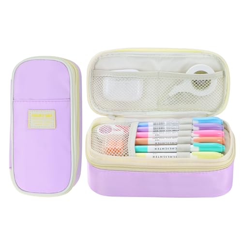 Image of Large Pencil Case for Girls Teens Kids School Pencil Bag with Zipper Purple
