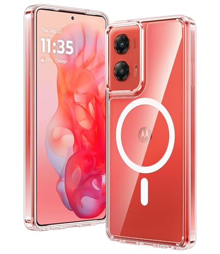 Image of FNTCASE for Motorola Moto-G Stylus-5G-2024 Case: Magnetic Military Grade Drop Protection Anti Yellowing Cell Phone Cover - Rugged Shockproof Transparent Cases(Clear)