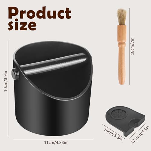 Miniatura 2 de Knock Box Recipiente Para Posos De Café Para Portafiltros, Con Alfombrilla De Silicona, Cepillo De Limpieza Y Barra De Golpeo Extraíble, Accesorio Para Cocina Y Cafetería