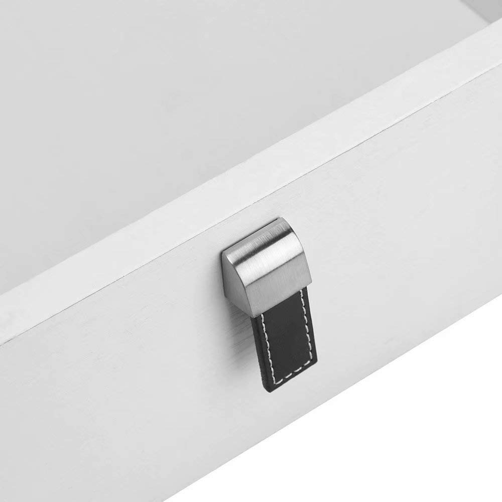 10 Stück Schranktürgriffe Handgefertigte Ledergriffe für Koffer Schwarze Knöpfe Kommodenschubladengriffe Küchengriffe Aus Pu-Leder Lochabstand 128 mm (Braun)